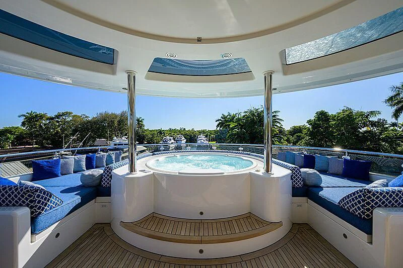 a large white tub in a backyard aboard BLUE TIME Yacht for Sale