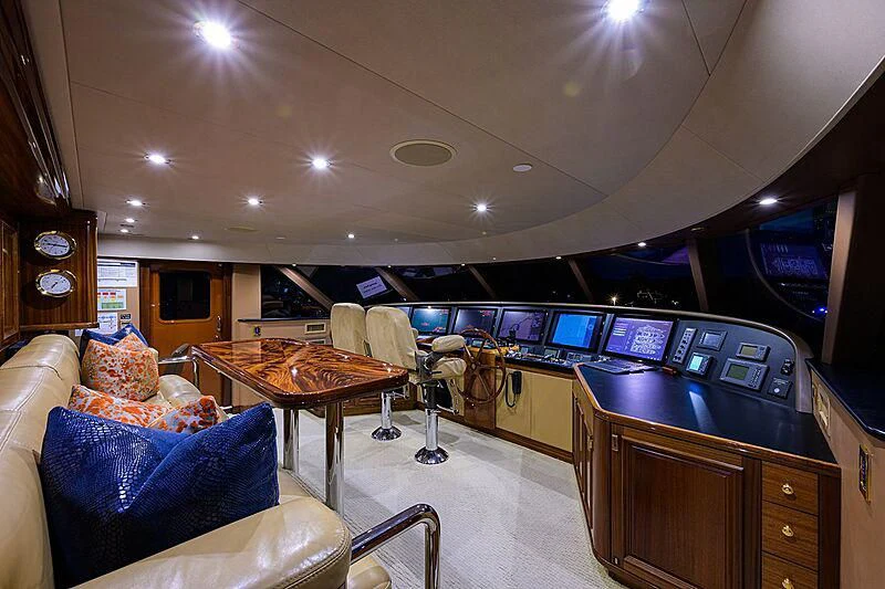 a living room with a bar and a bar aboard BLUE TIME Yacht for Sale