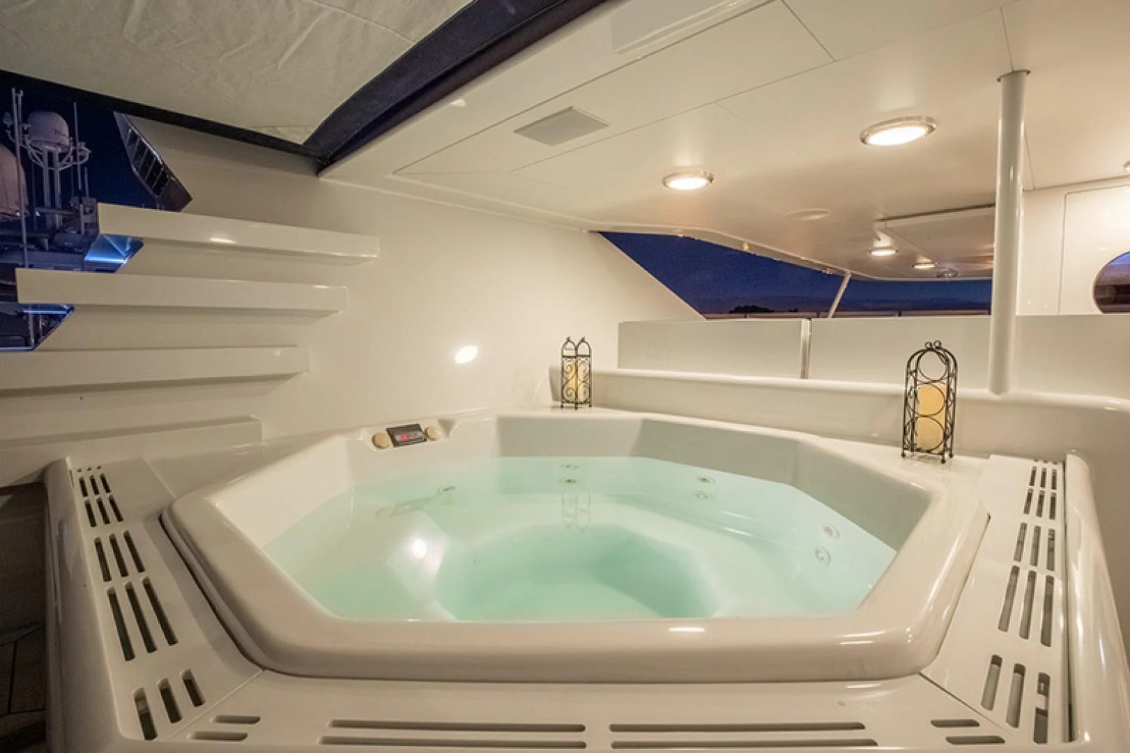 a large indoor swimming pool aboard NEVER ENOUGH Yacht for Charter