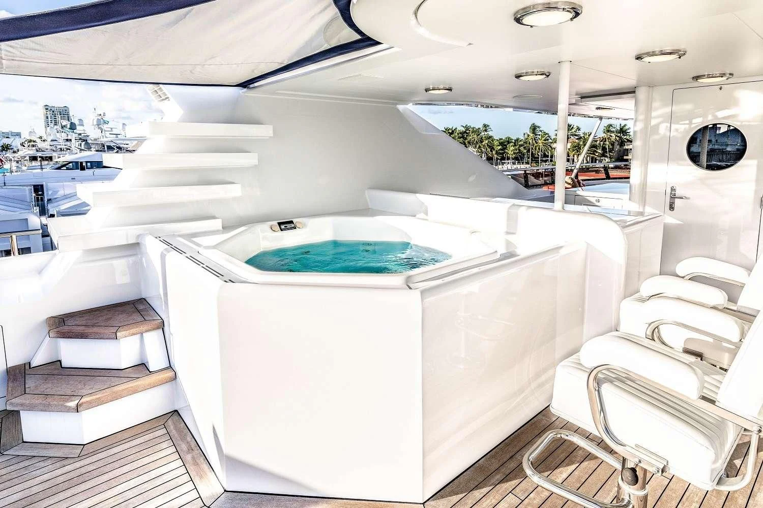a large white pool in a room aboard NEVER ENOUGH Yacht for Charter