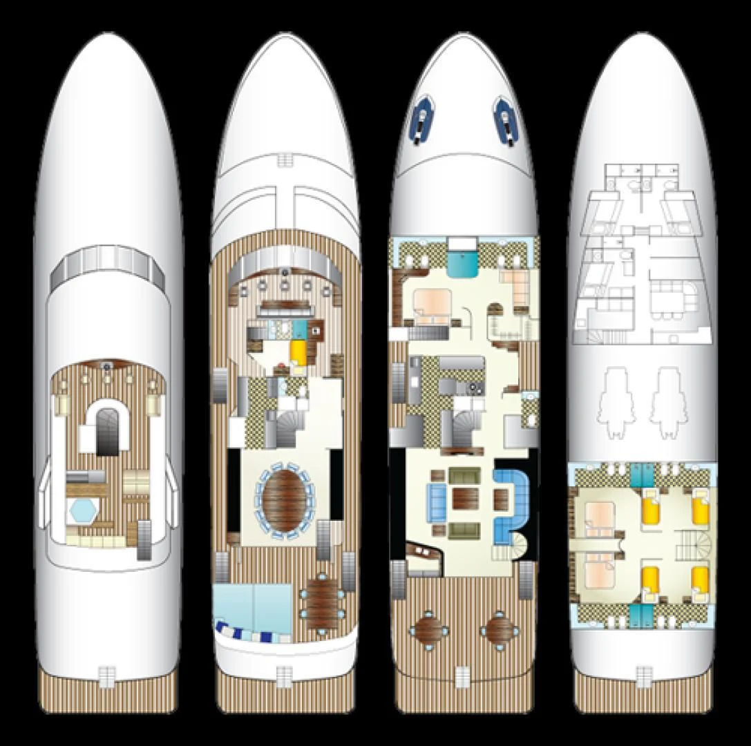 a couple of white and black rockets aboard NEVER ENOUGH Yacht for Charter