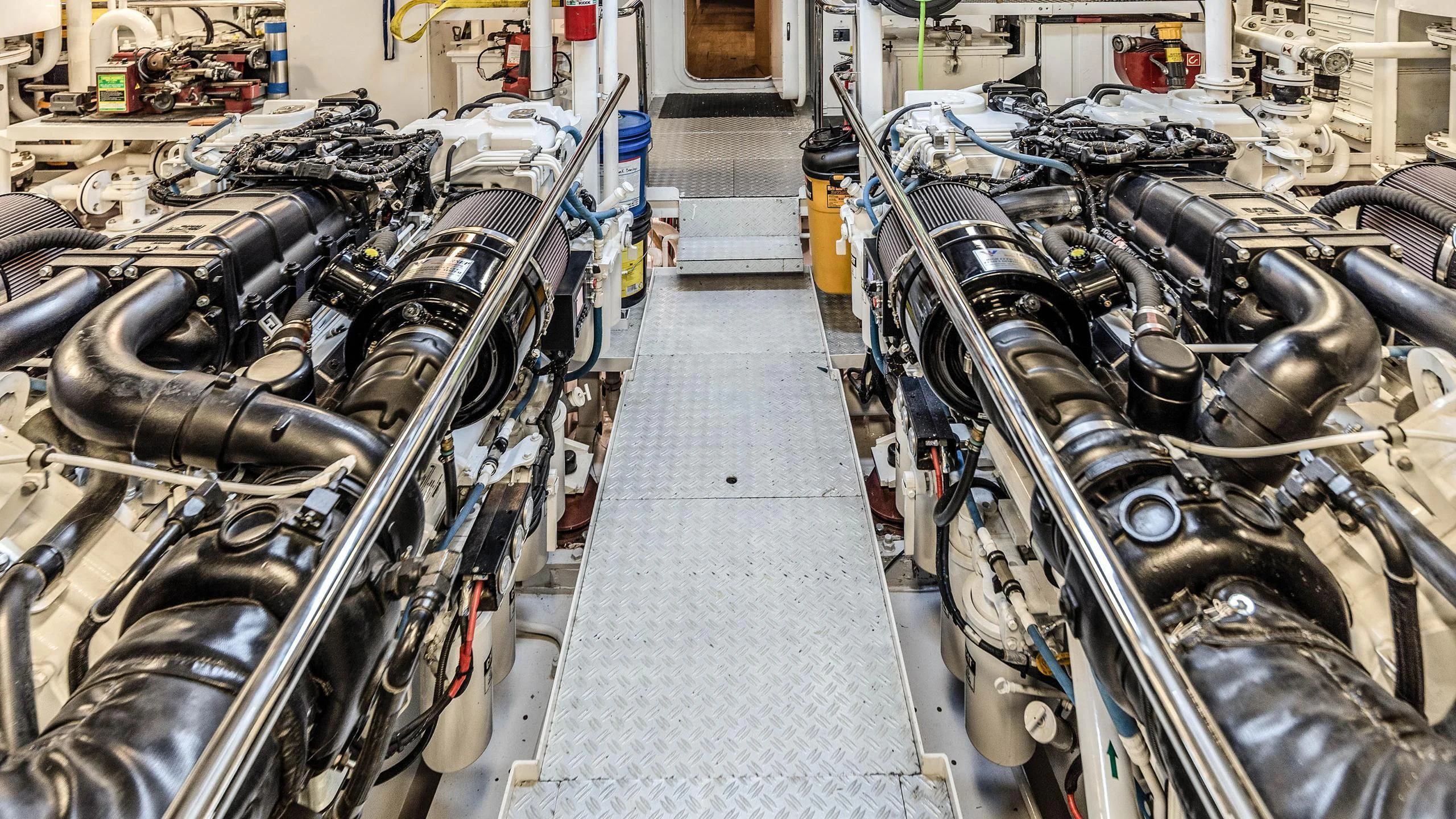 a room full of machinery aboard NEVER ENOUGH Yacht for Charter