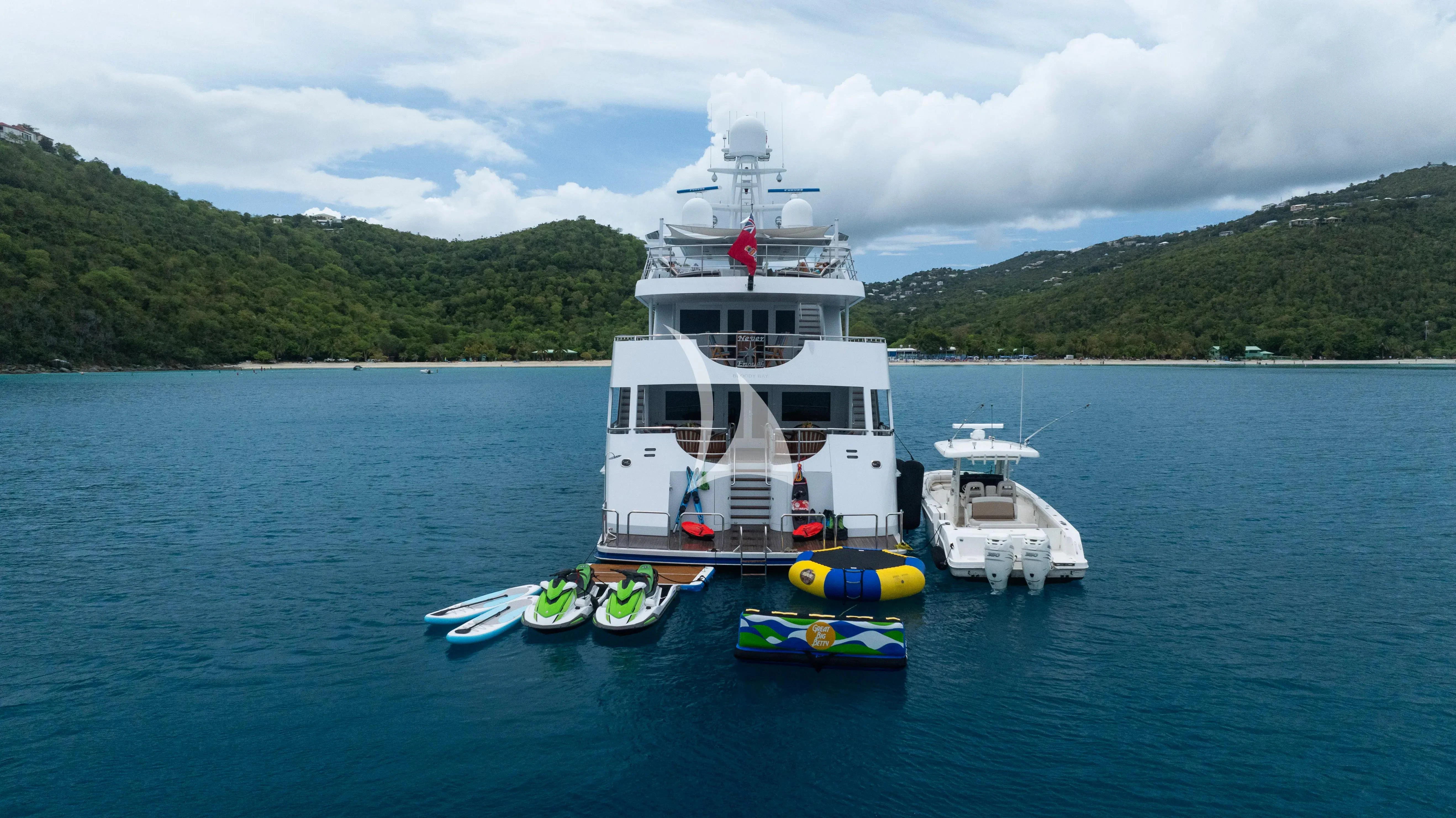 a boat on the water aboard NEVER ENOUGH Yacht for Charter