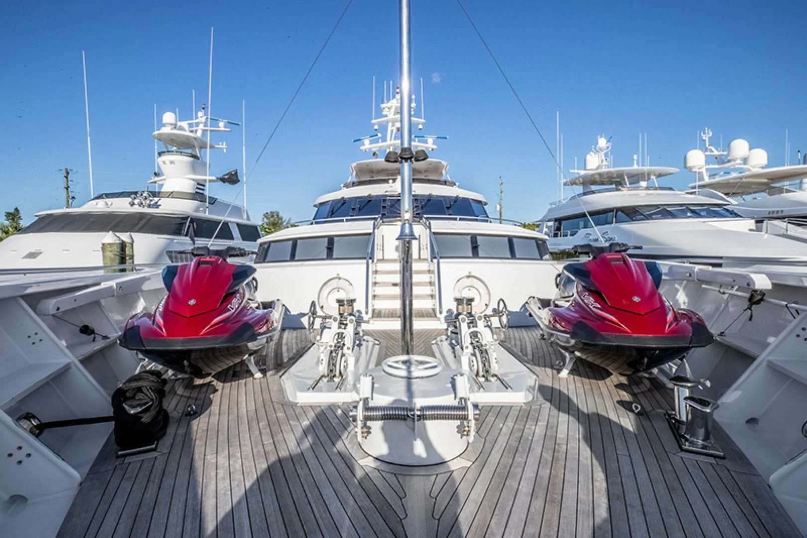 boats docked at a pier aboard NEVER ENOUGH Yacht for Charter