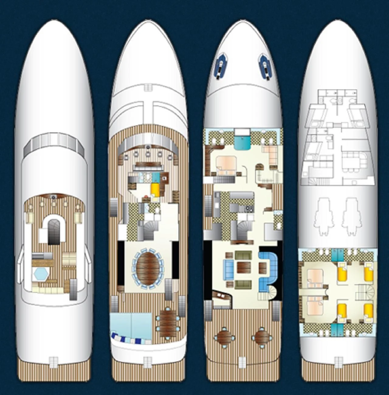 a couple of white surfboards aboard NEVER ENOUGH Yacht for Charter