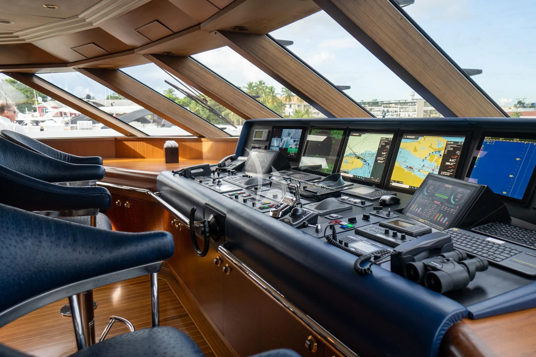 inside of a vehicle aboard NEVER ENOUGH Yacht for Charter