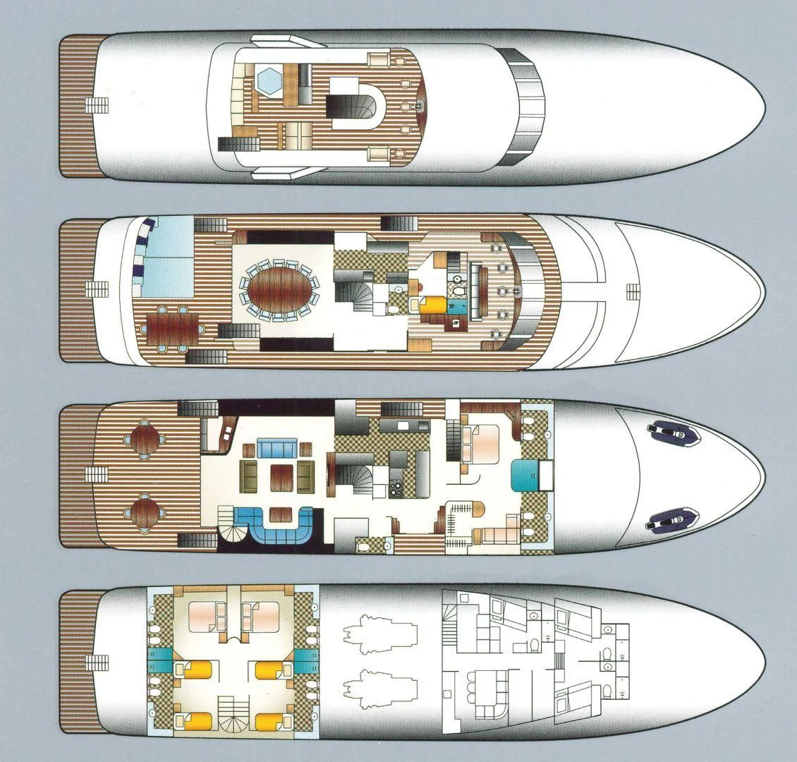 engineering drawing aboard NEVER ENOUGH Yacht for Charter