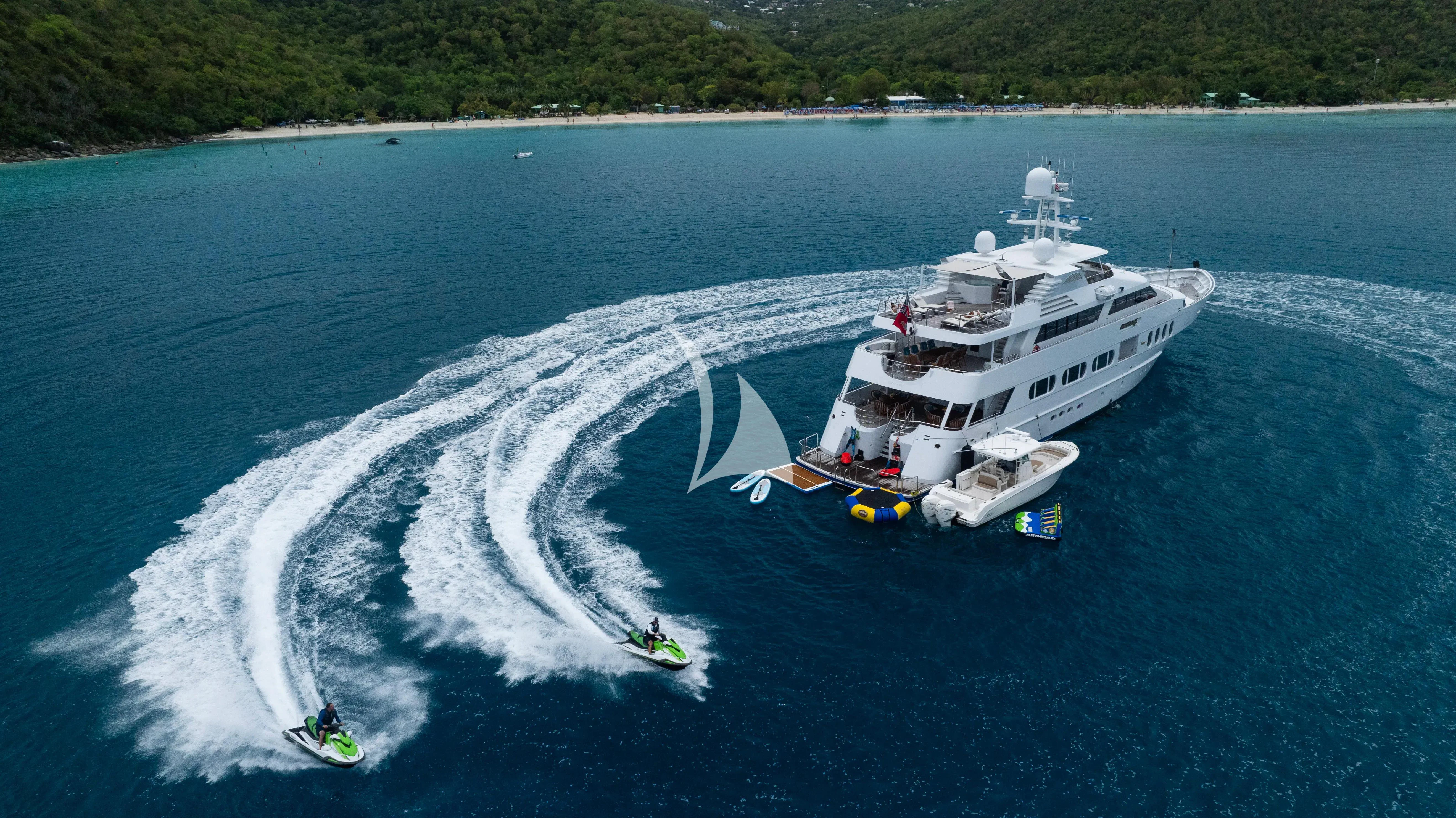 a boat on the water aboard NEVER ENOUGH Yacht for Charter