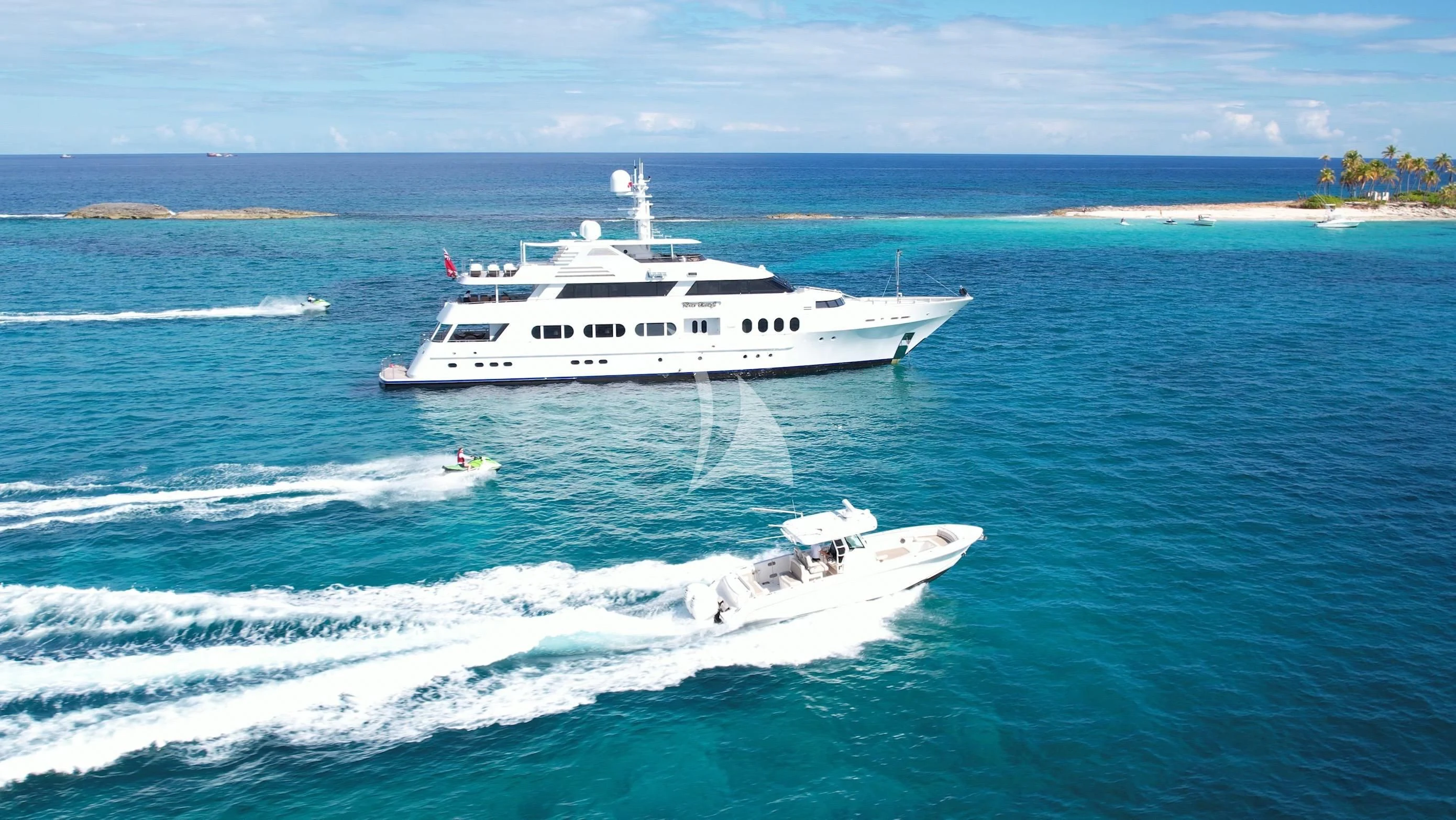 a boat on the water aboard NEVER ENOUGH Yacht for Charter