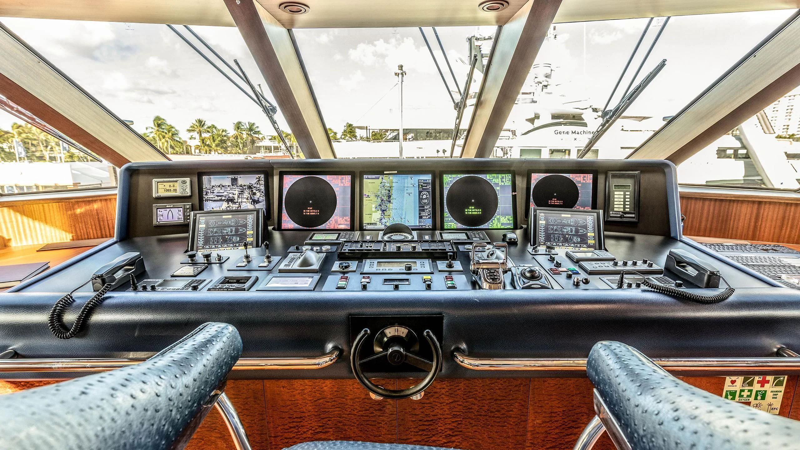 the inside of a vehicle aboard NEVER ENOUGH Yacht for Charter