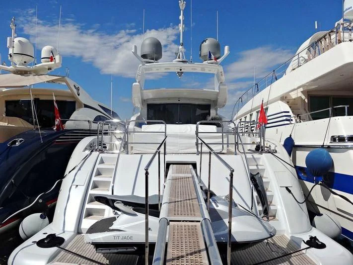a group of boats in a harbor aboard JADE Yacht for Sale