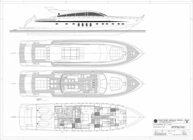diagram, engineering drawing aboard JADE Yacht for Sale