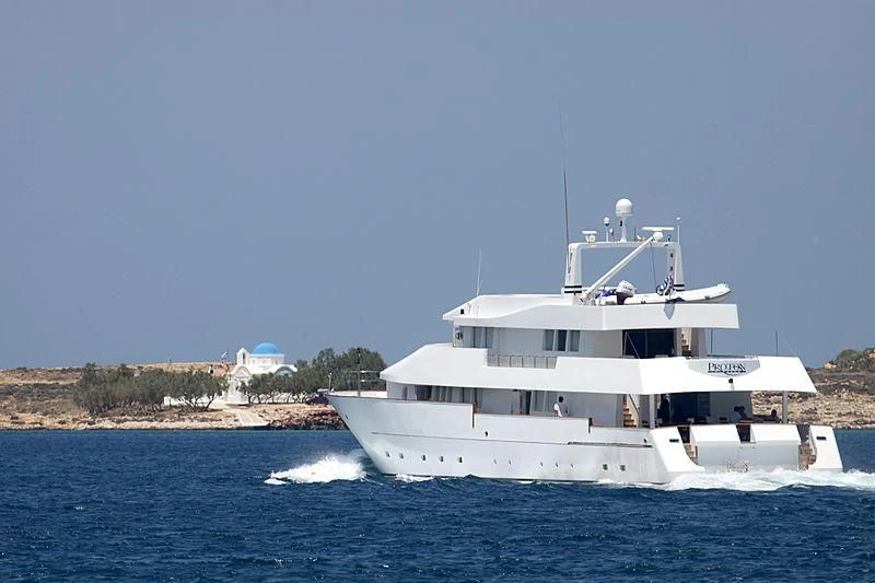 a white boat in the water aboard LUIS LIMA Yacht for Sale