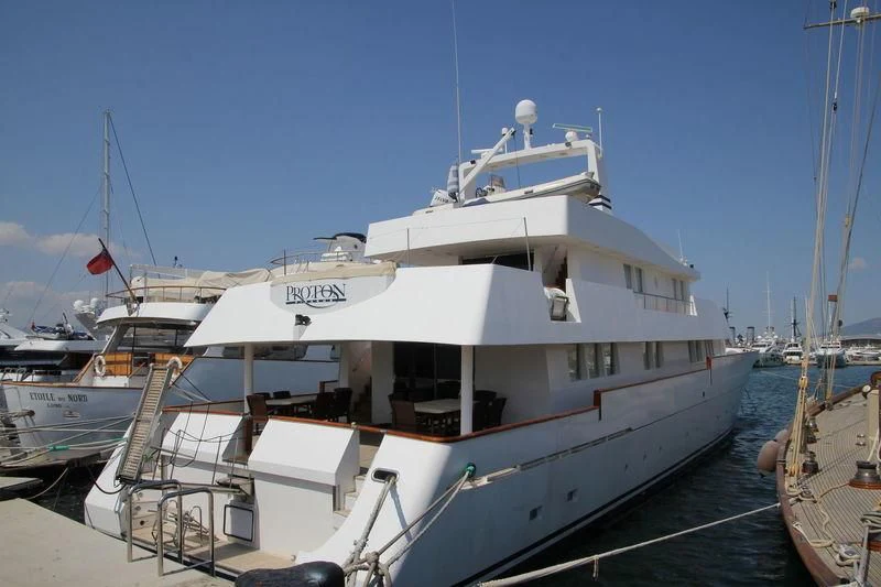 a large white boat docked aboard LUIS LIMA Yacht for Sale