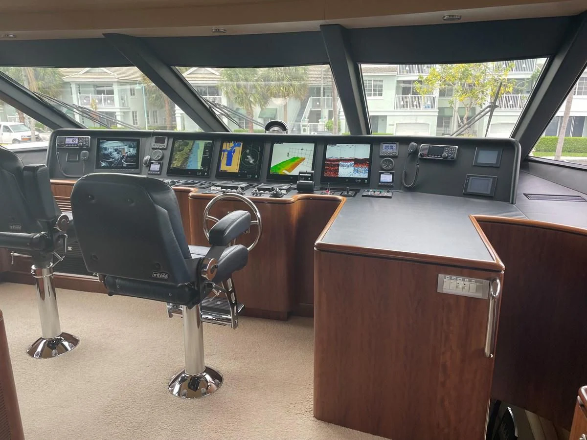 a chair in front of a desk aboard GRAND LEGACY Yacht for Sale