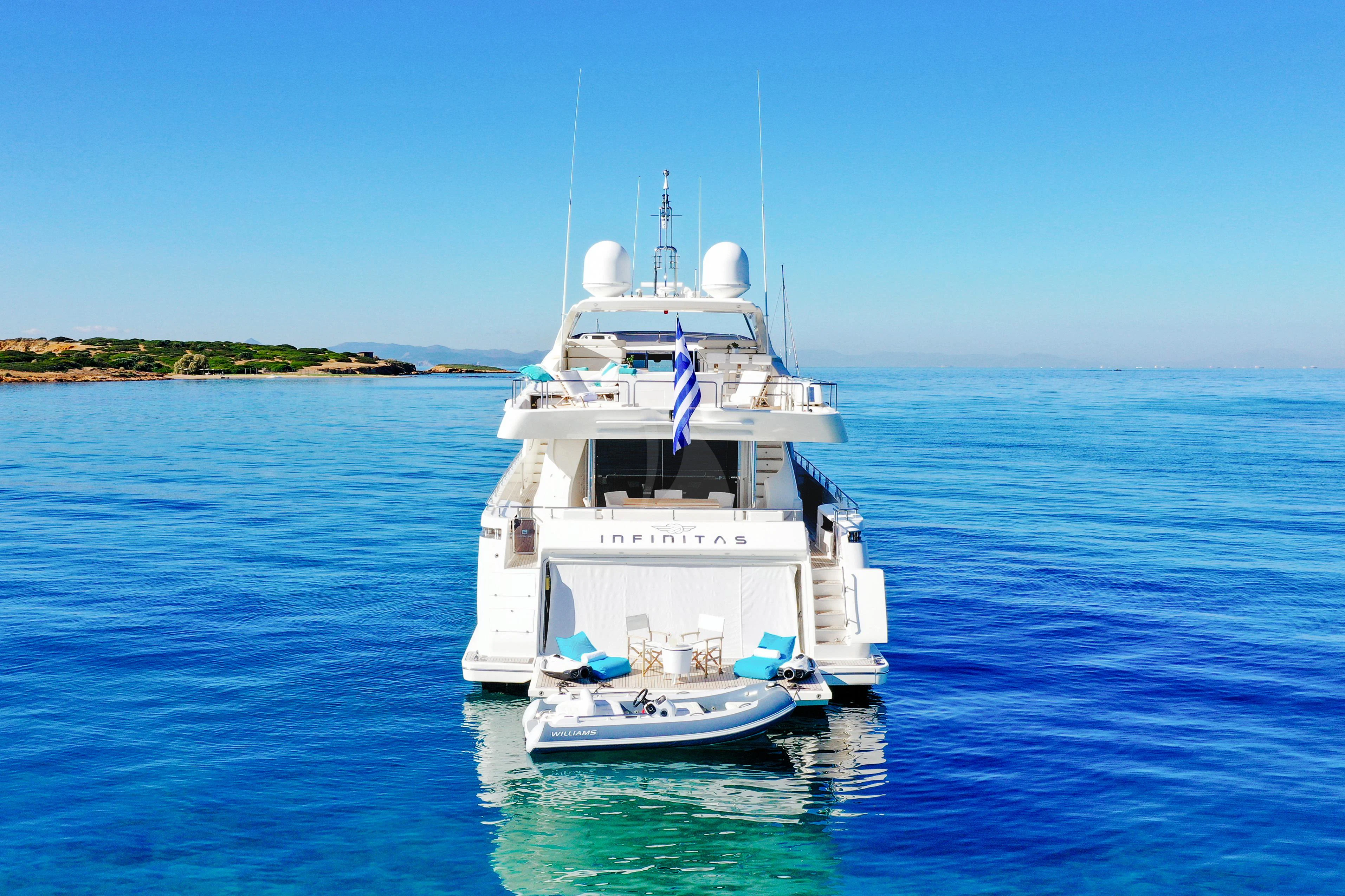 a boat on the water aboard INFINITAS Yacht for Charter