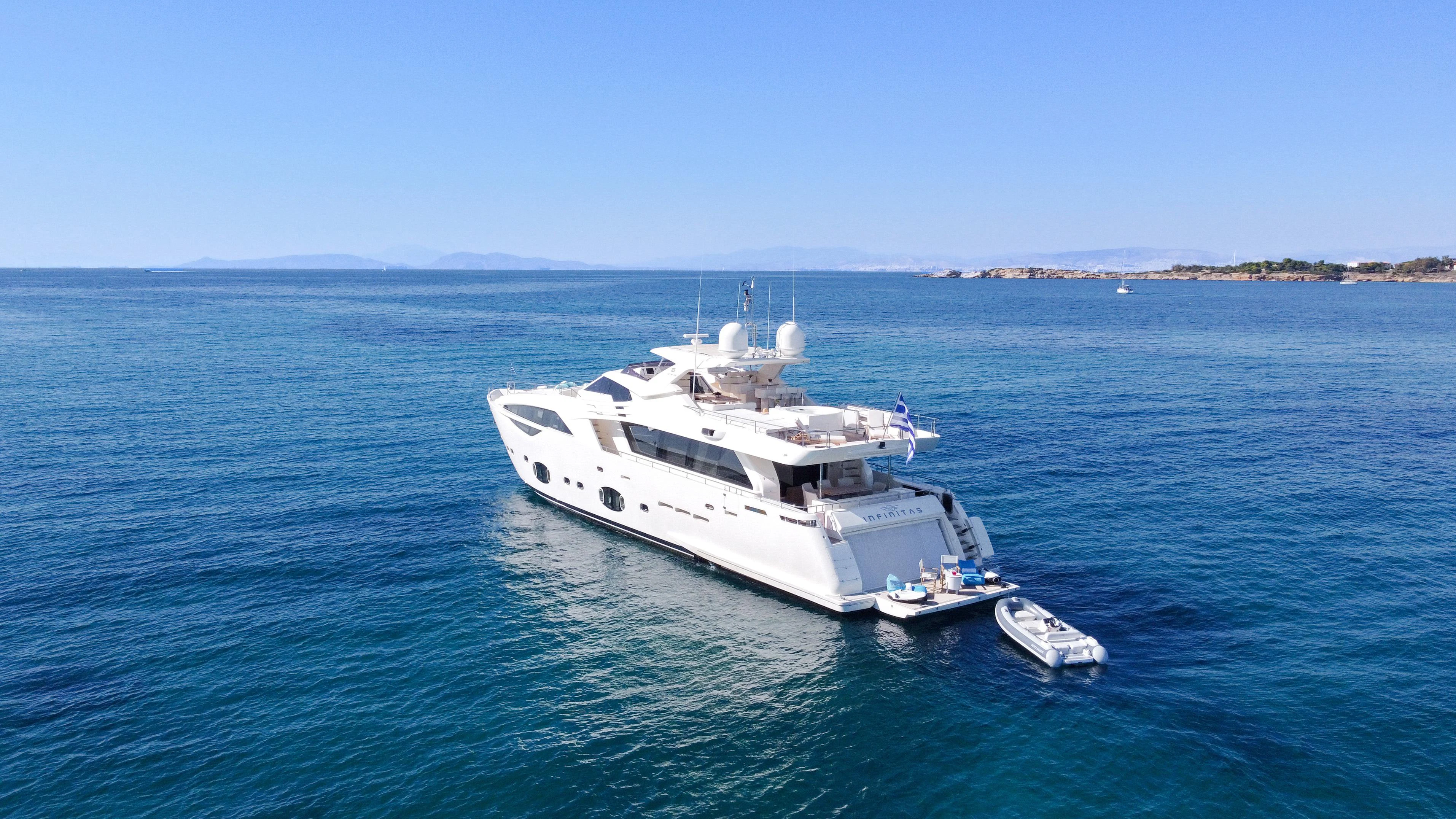 a boat in the water aboard INFINITAS Yacht for Charter