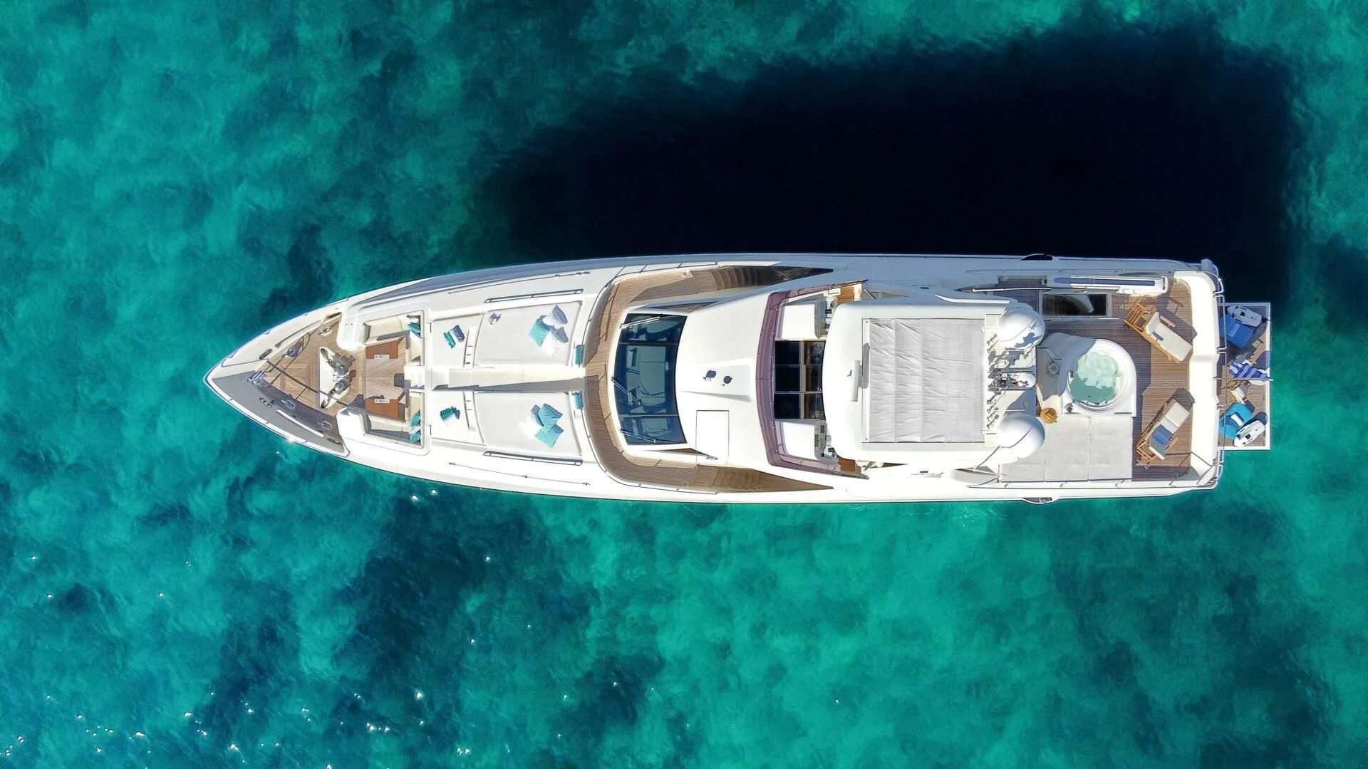 a high angle view of a house aboard INFINITAS Yacht for Charter