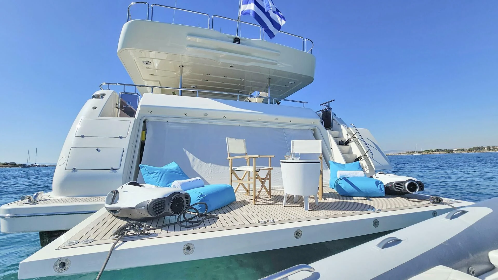 a boat on the water aboard INFINITAS Yacht for Charter