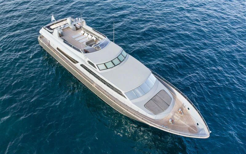 a white boat in the water aboard SATORI Yacht for Sale
