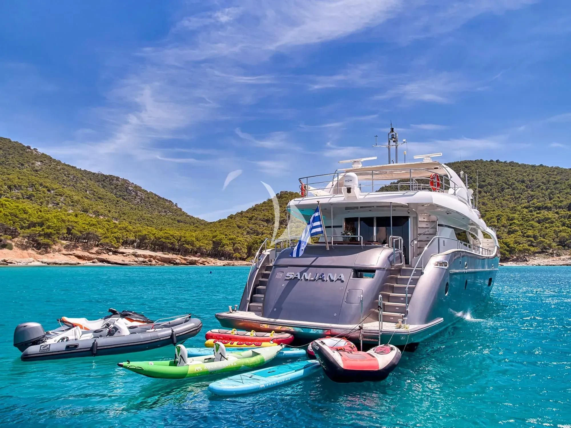 a boat on the water aboard SANJANA Yacht for Sale