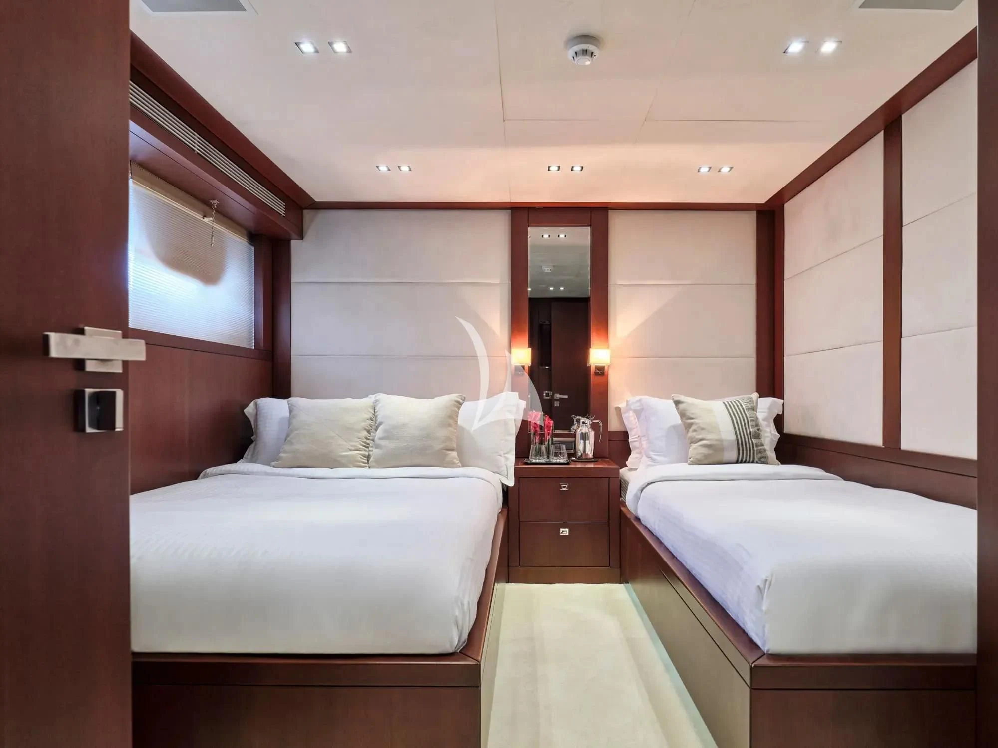 a room with two beds aboard SANJANA Yacht for Sale
