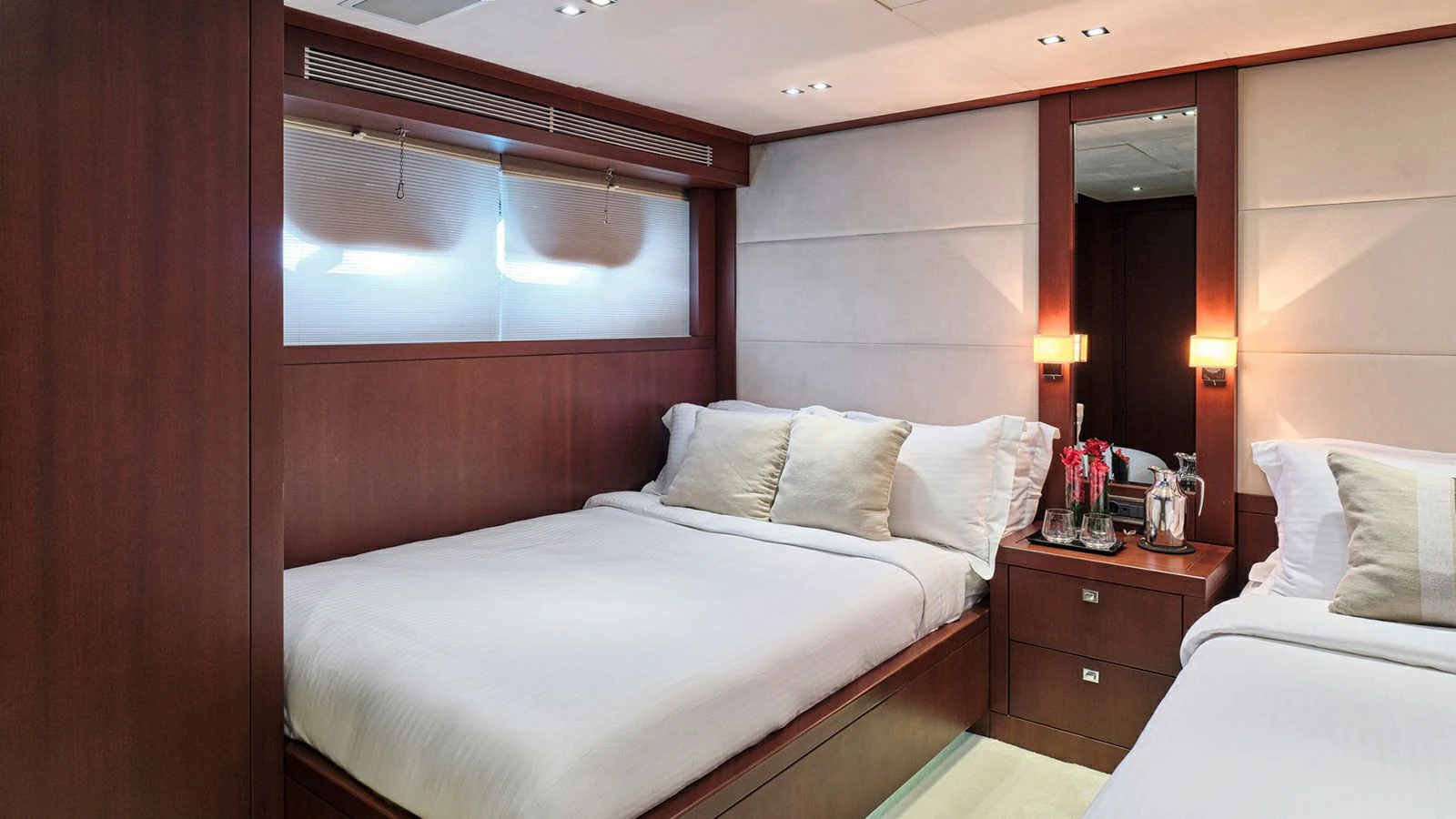 a room with two beds aboard SANJANA Yacht for Sale