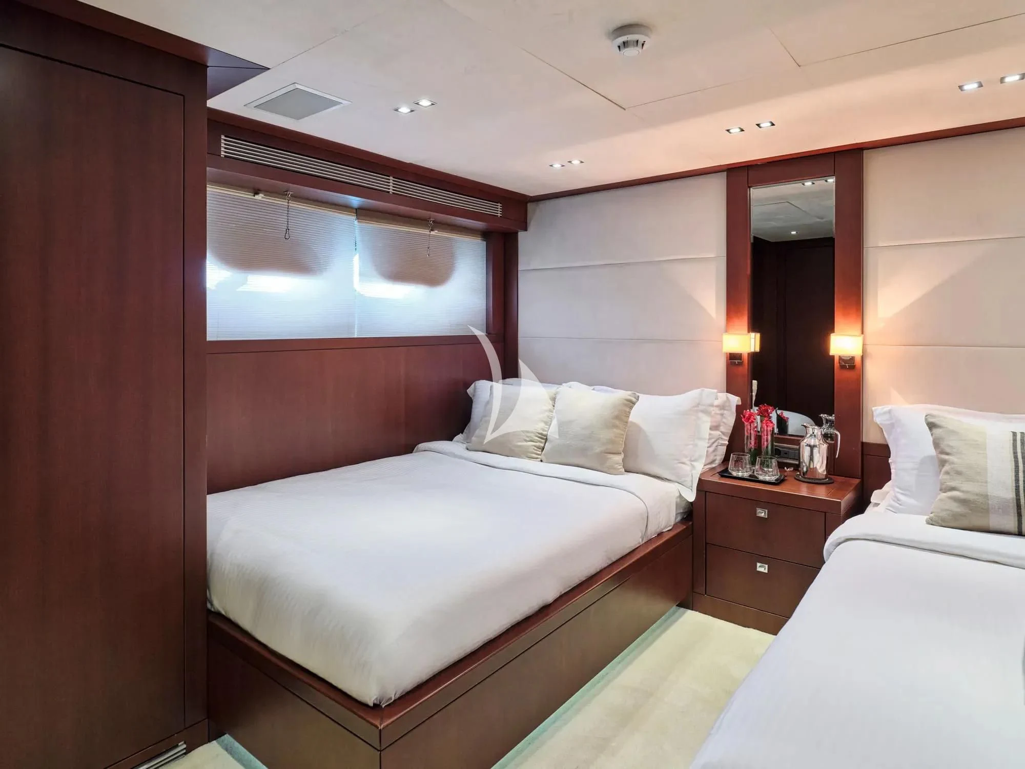 a room with two beds aboard SANJANA Yacht for Sale