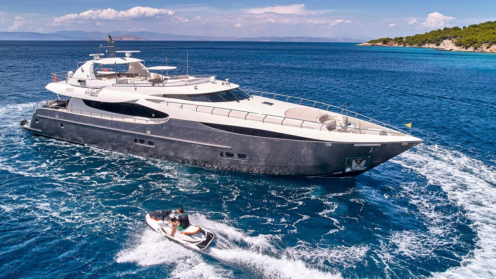 a boat on the water aboard SANJANA Yacht for Sale