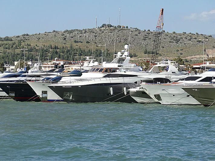 several boats docked at a pier aboard SANJANA Yacht for Sale