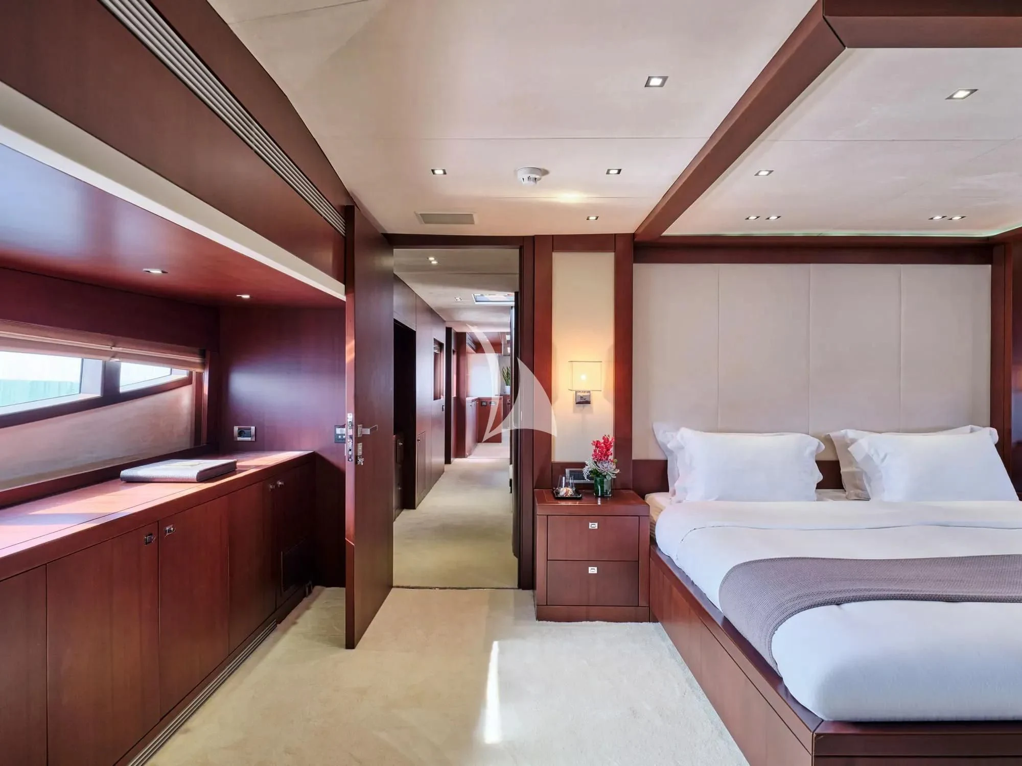 a room with a bed and a desk aboard SANJANA Yacht for Sale