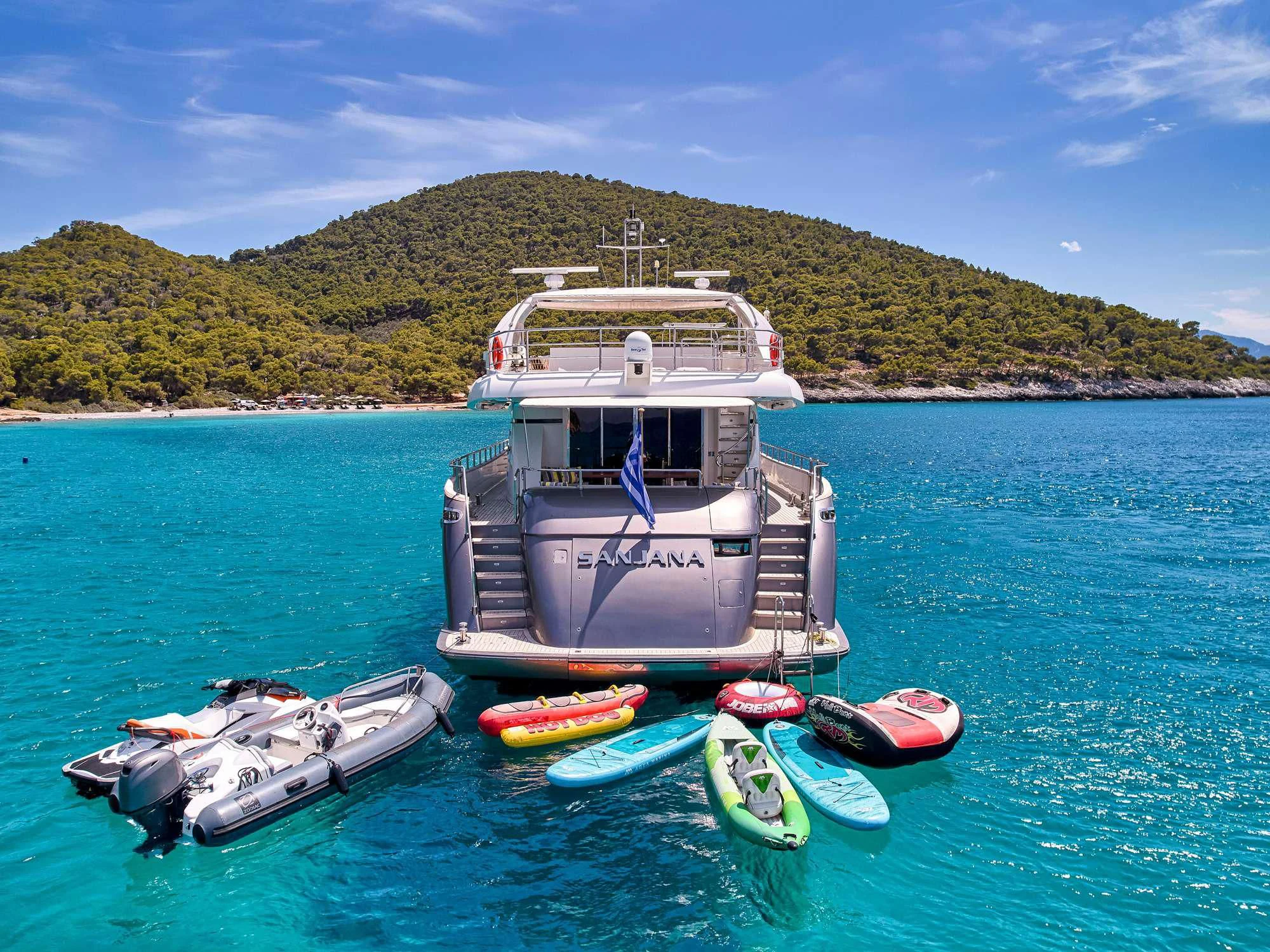 a boat on the water aboard SANJANA Yacht for Sale