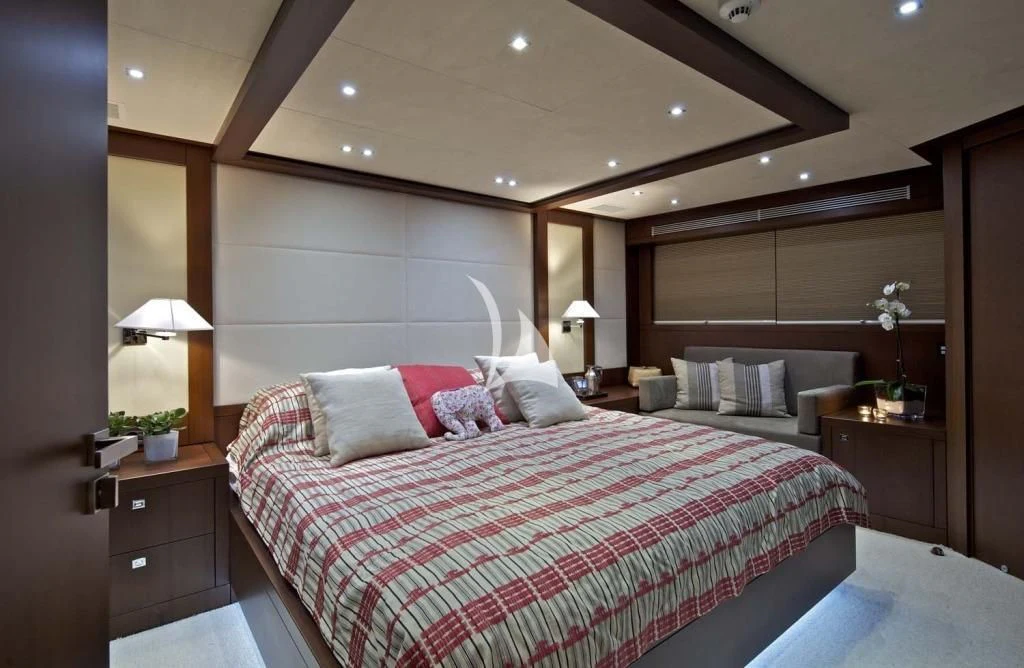 a bed in a hotel room aboard SANJANA Yacht for Sale