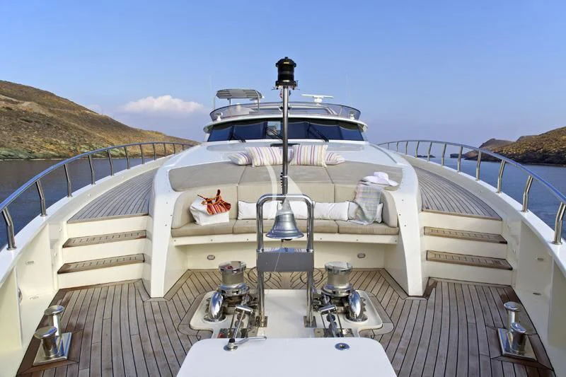 a boat on a deck aboard SANJANA Yacht for Sale