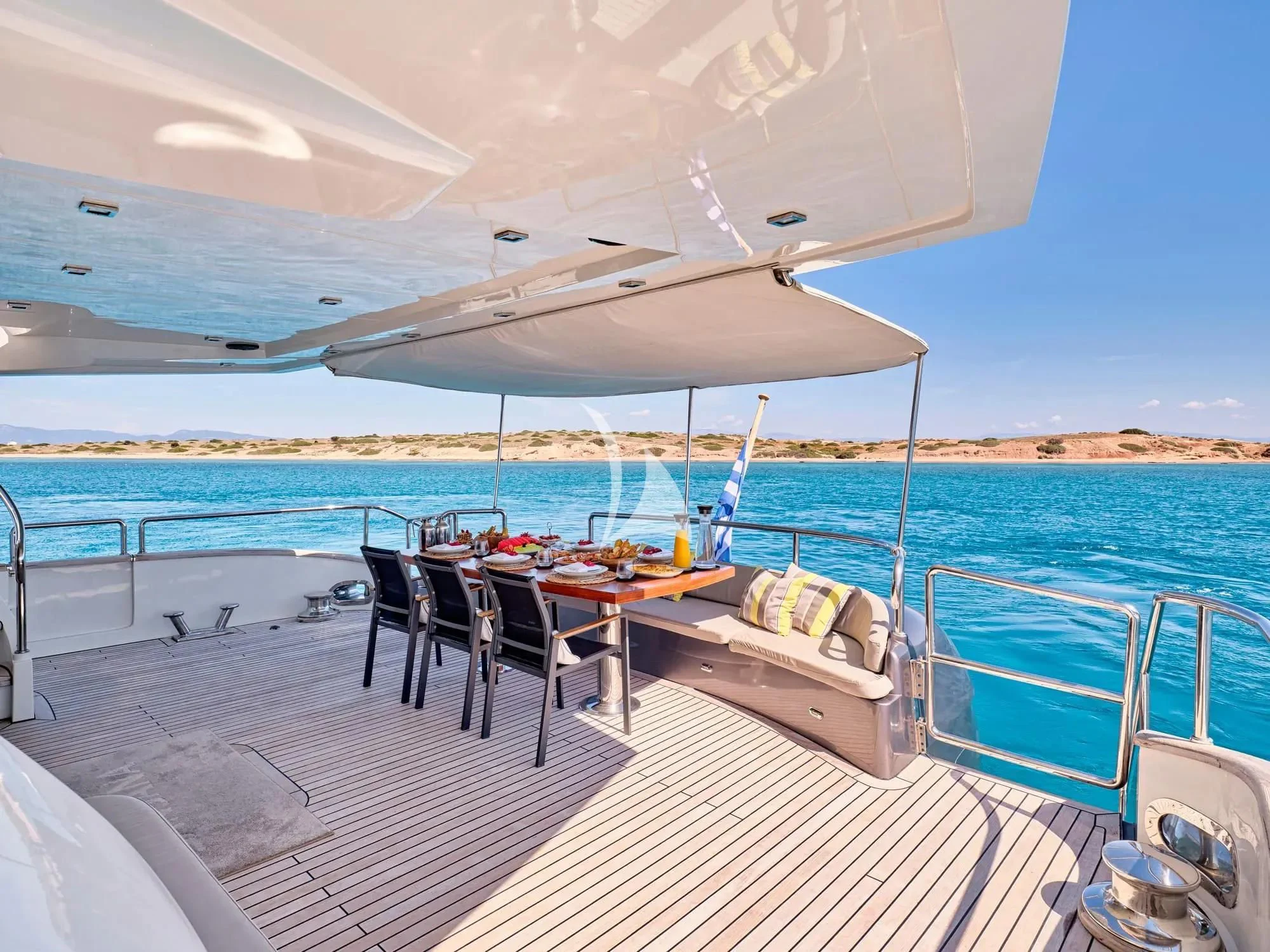 a boat on a deck aboard SANJANA Yacht for Sale