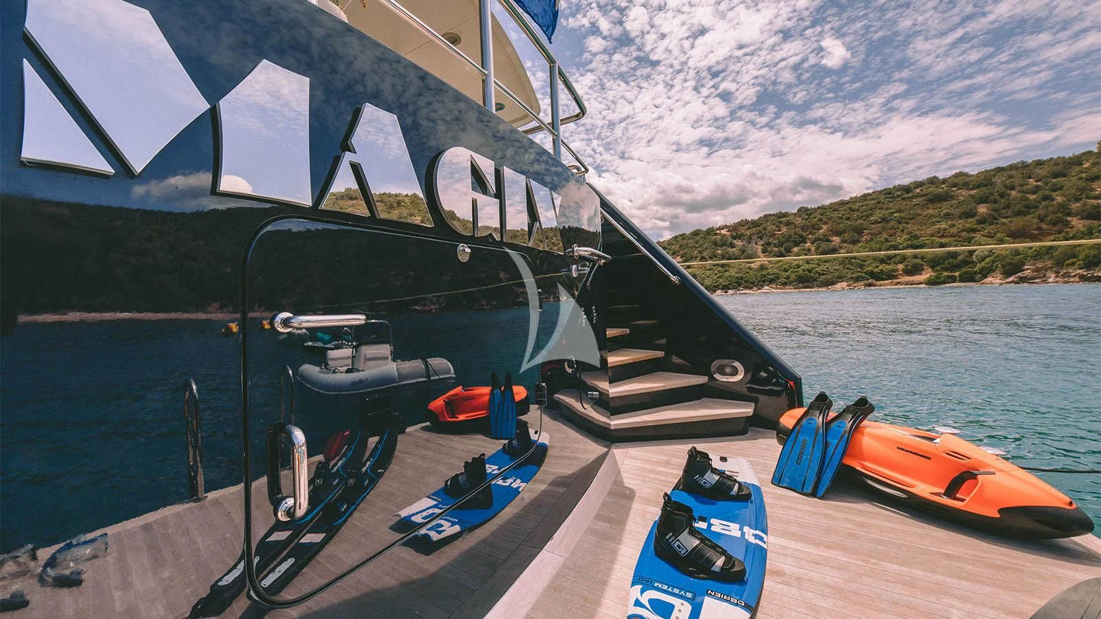 a boat on the water aboard MAGIX Yacht for Sale