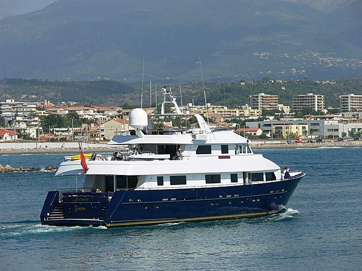 a large boat in the water aboard MAGIX Yacht for Sale