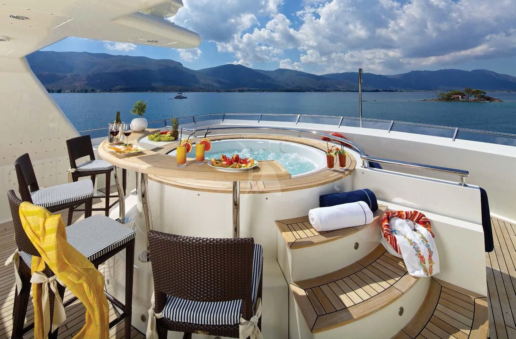 a table on a boat aboard MAGIX Yacht for Sale