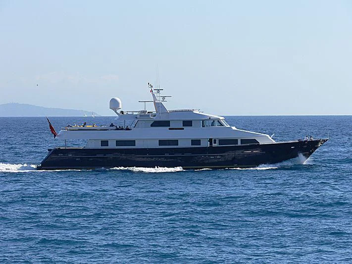 a large boat on the water aboard MAGIX Yacht for Sale