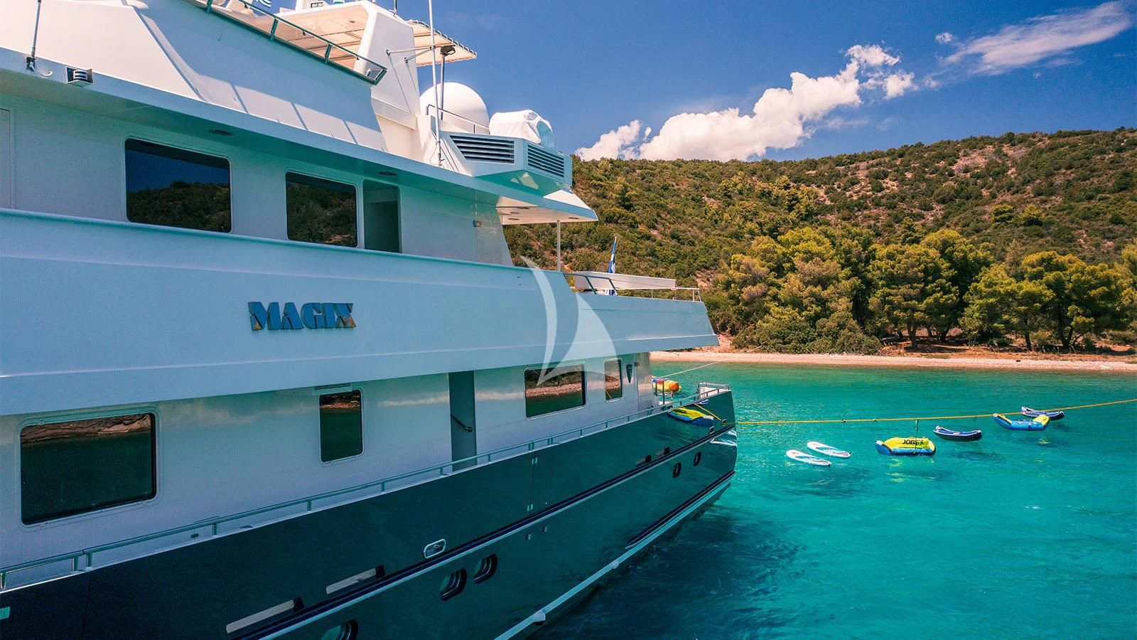 a boat on the water aboard MAGIX Yacht for Sale