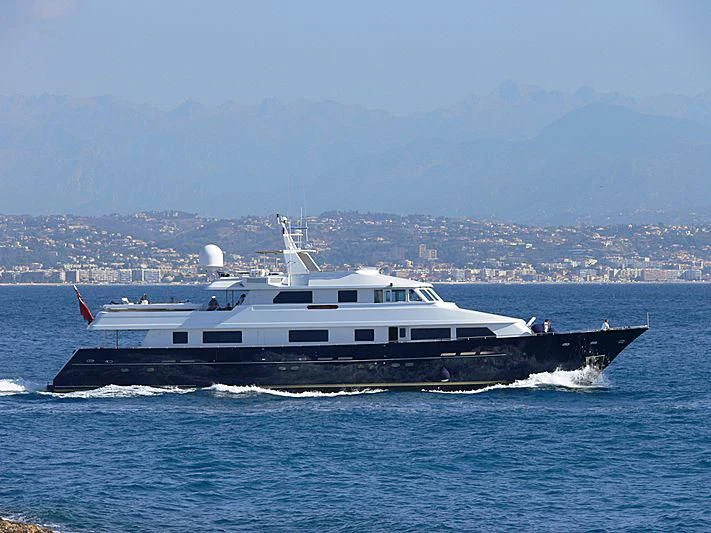 a large boat on the water aboard MAGIX Yacht for Sale