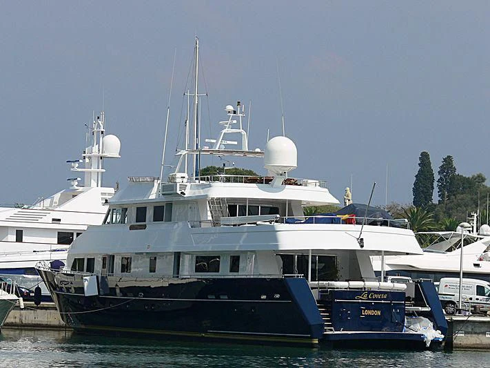a large white boat aboard MAGIX Yacht for Sale