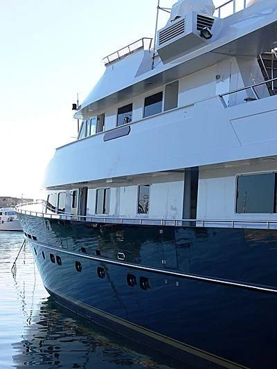 a large white boat on the water aboard MAGIX Yacht for Sale
