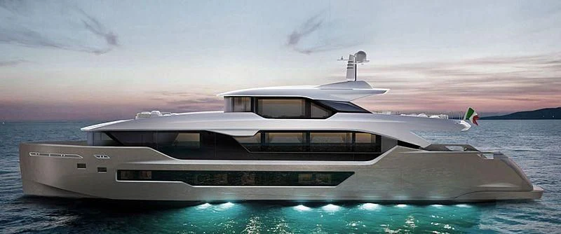 a white yacht in the water aboard LADY NINA Yacht for Sale