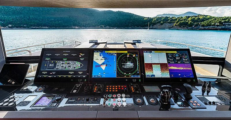 a cockpit of a plane aboard LADY NINA Yacht for Sale