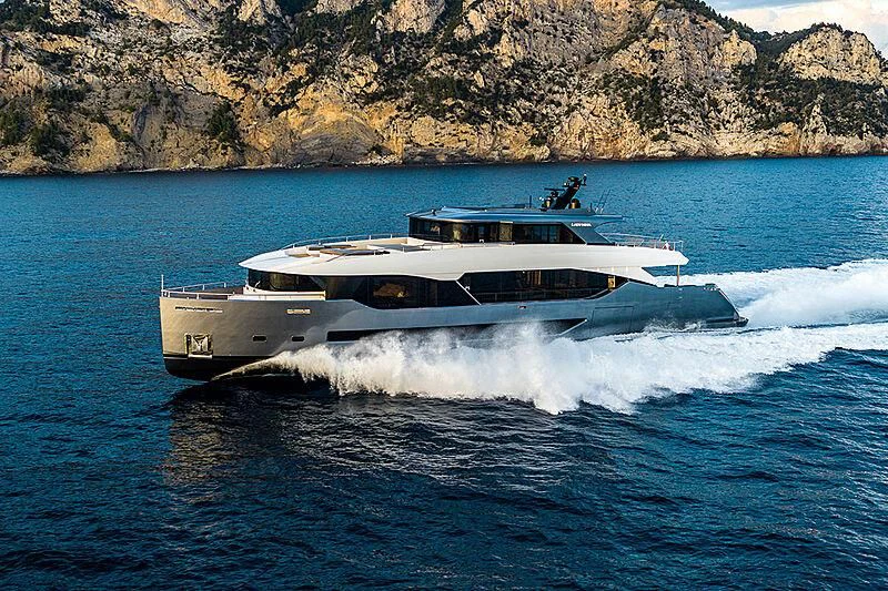 a boat on the water aboard LADY NINA Yacht for Sale