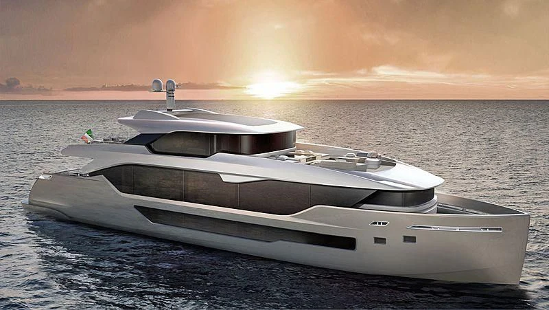 a white boat on the water aboard LADY NINA Yacht for Sale