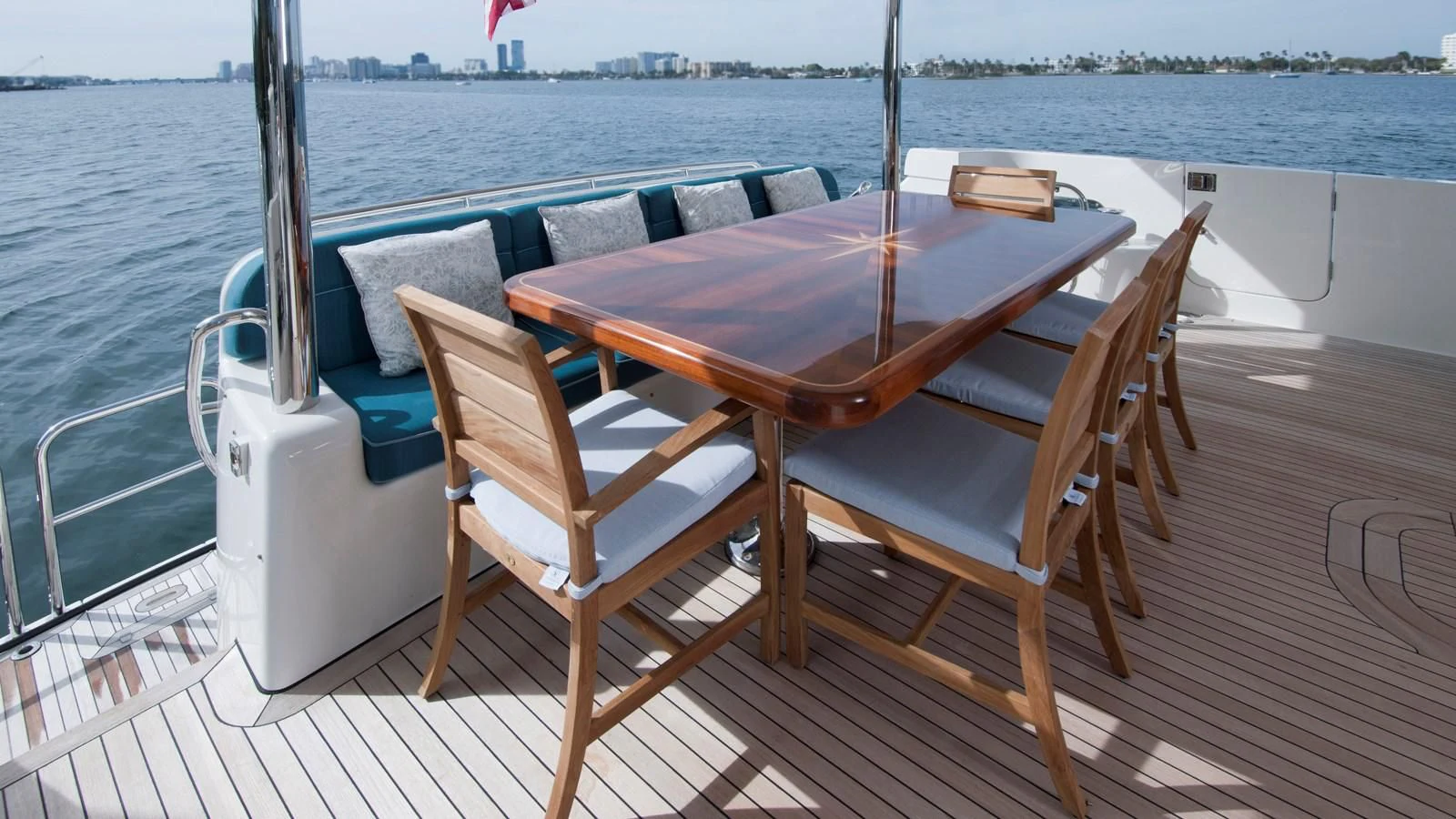 a table on a boat aboard MONCRII Yacht for Sale