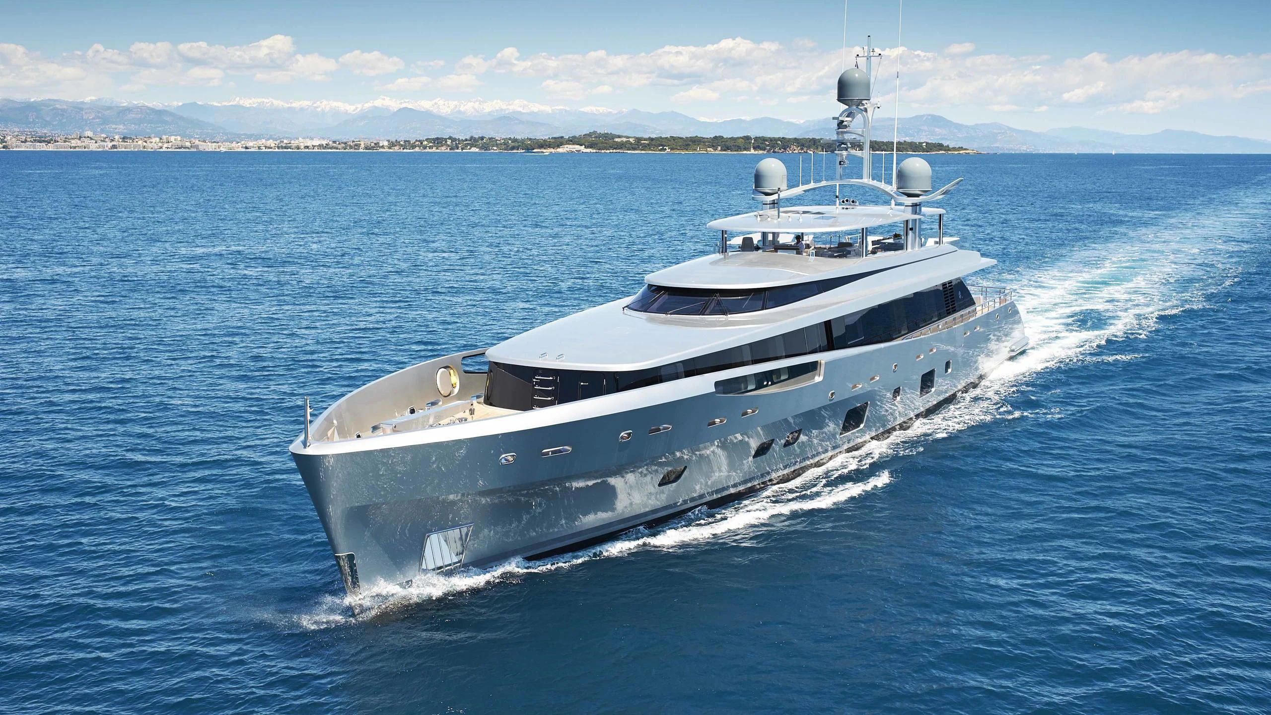 a large white boat aboard EXCELLENCE V Yacht for Sale