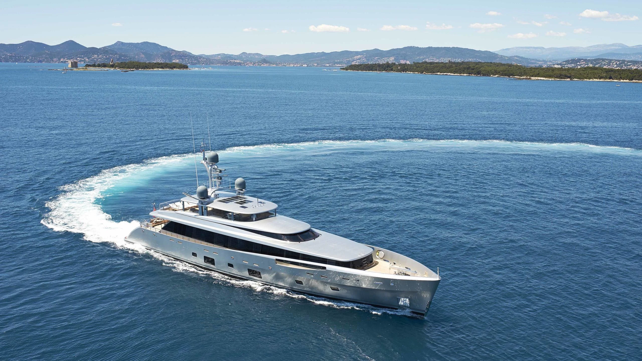 a boat on the water aboard EXCELLENCE V Yacht for Sale